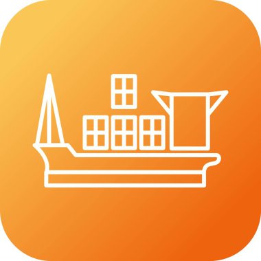 Eşsiz Kargo Gemisi Satır Vektörü Simgesi