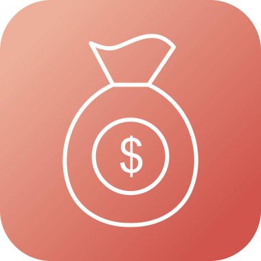 Eşsiz Para Çuvalı Satır Vektörü Simgesi