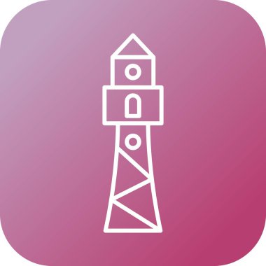 Eşsiz Deniz feneri Satırı Vektör Simgesi