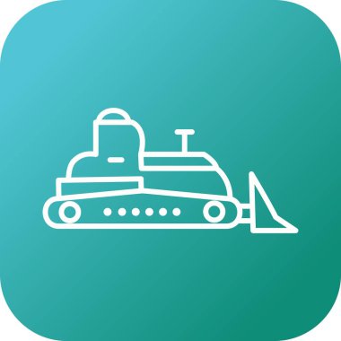 Eşsiz Buldozer Çizgisi Vektör Simgesi