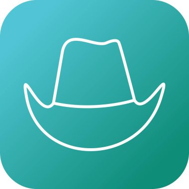 Eşsiz Kovboy Şapka Satır Vektörü Simgesi