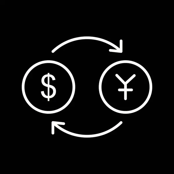 Dólar Único Yen Línea Vector Icono — Archivo Imágenes Vectoriales