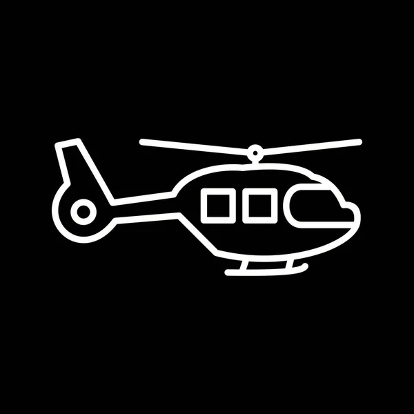 Icono Línea Vectores Helicóptero Único — Vector de stock