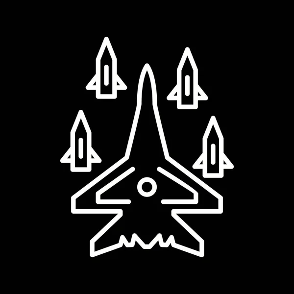 Icono Línea Vectorial Misiles Lanzamiento Avión Único — Archivo Imágenes Vectoriales