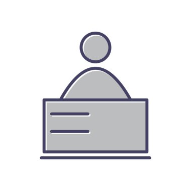 Dizüstü bilgisayar satırı vektör simgesi kullanan eşsiz öğrenci