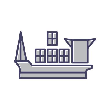 Eşsiz Kargo Gemisi Satır Vektörü Simgesi