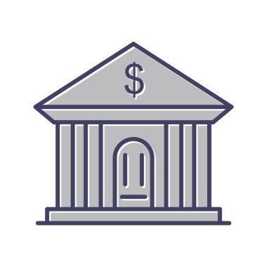 Eşsiz Banka Binası Satır Vektörü Simgesi