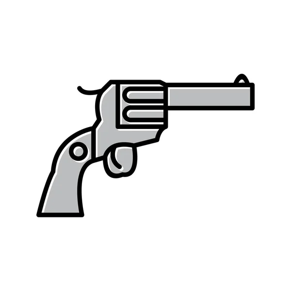 Icône Ligne Vectorielle Revolver Unique — Image vectorielle