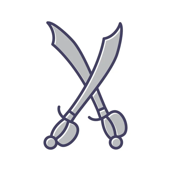 Unique Swords Line Vector Icon — Stock Vector