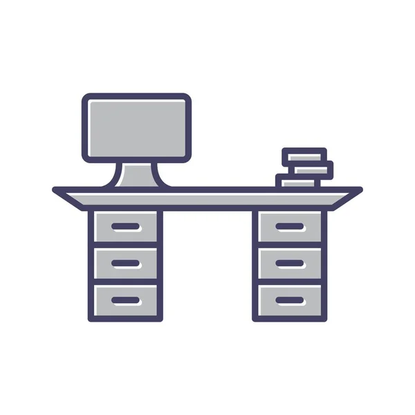 Einzigartiges Working Desk Line Vector Icon — Stockvektor