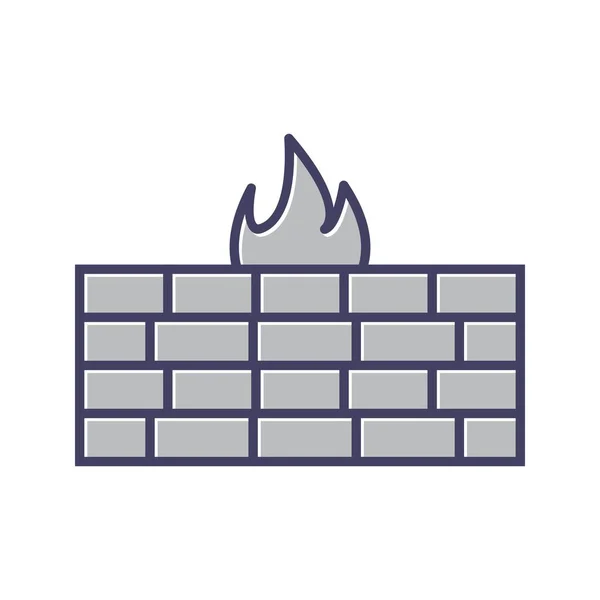 Firewall Eşsiz Çizgi Simgesi — Stok Vektör