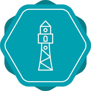 Eşsiz Deniz feneri Satırı Vektör Simgesi