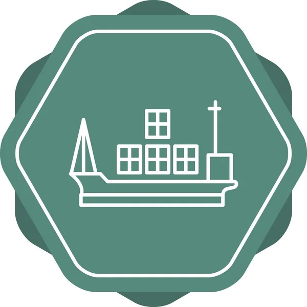 Unieke Vrachtschip Lijn Vectoricoon — Stockvector