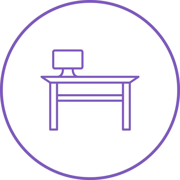 Único Office Desk Line Vector Icon —  Vetores de Stock