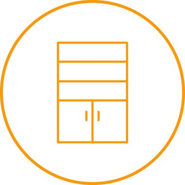 Raflar Satır Vektörü Simgesiyle Eşsiz Dolap