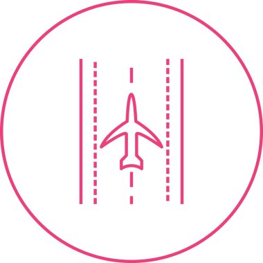 Runway Line Vektör Simgesindeki Benzersiz Düzlem