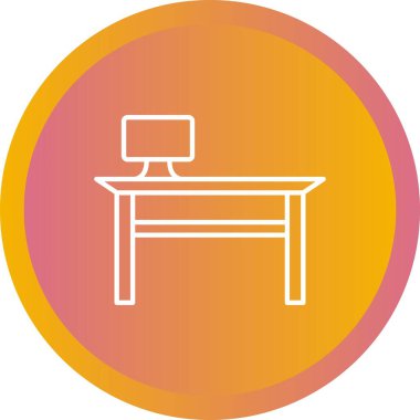 Eşsiz Ofis Masası Satır Vektörü Simgesi