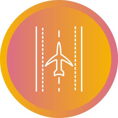 Runway Line Vektör Simgesindeki Benzersiz Düzlem