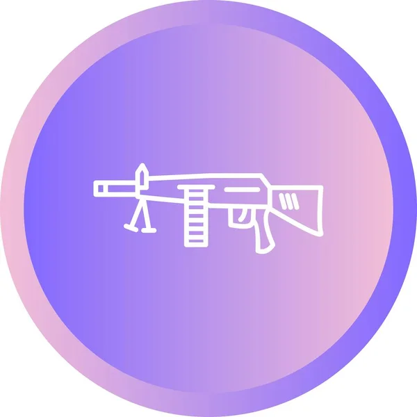 Unieke Machine Gun Vector Line Icon — Stockvector