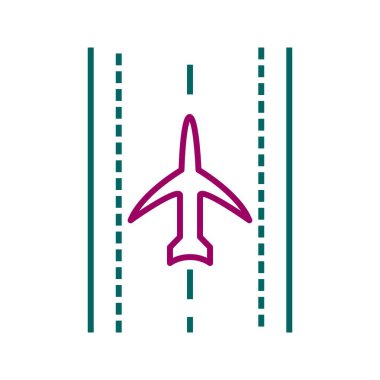 Runway Line Vektör Simgesindeki Benzersiz Düzlem