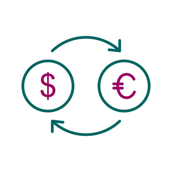 Unique Dollar Euro Line Vector Icon — Stock Vector