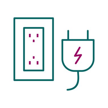 Eşsiz Eklenti ve Soket Vektör Satır Simgesi