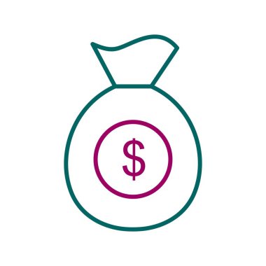 Eşsiz Para Çuvalı Satır Vektörü Simgesi