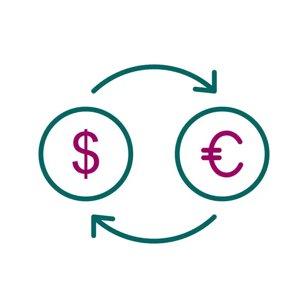 Unique Dollar Euro Line Vector Icon — Stock Vector