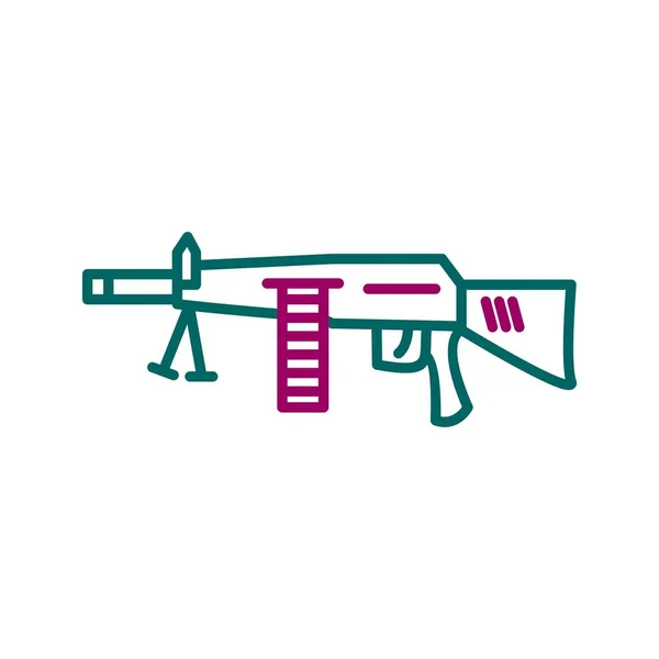 Unieke Machine Gun Vector Line Icon — Stockvector