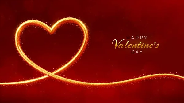 Днем Святого Валентина Баннер Распродажи Сияющая Золотая Рама Форме Сердца — стоковый вектор