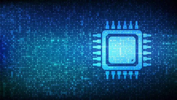 Processeur Microprocesseur Cpu Icône Chip Avec Code Binaire Puce Informatique — Image vectorielle