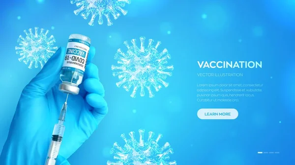 Εμβόλιο Για Τον Κορωνοιό Covid Έννοια Εμβολιασμού Χέρι Του Γιατρού — Διανυσματικό Αρχείο