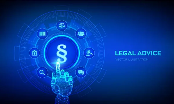 Bekezdés Igazság Törvény Jele Munkajog Ügyvéd Ügyvéd Jogi Tanácsadás Virtuális — Stock Vector