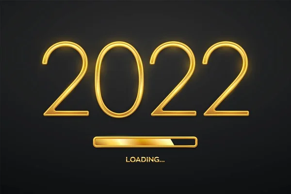Mutlu 2022 Seneleri Altın Metalik Lüks 2022 Numaralı Altın Yükleme — Stok Vektör