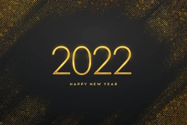 Happy New 2022 Year Golden Metallic Luxury Numbers 2022 Shimmering — Stock Vector