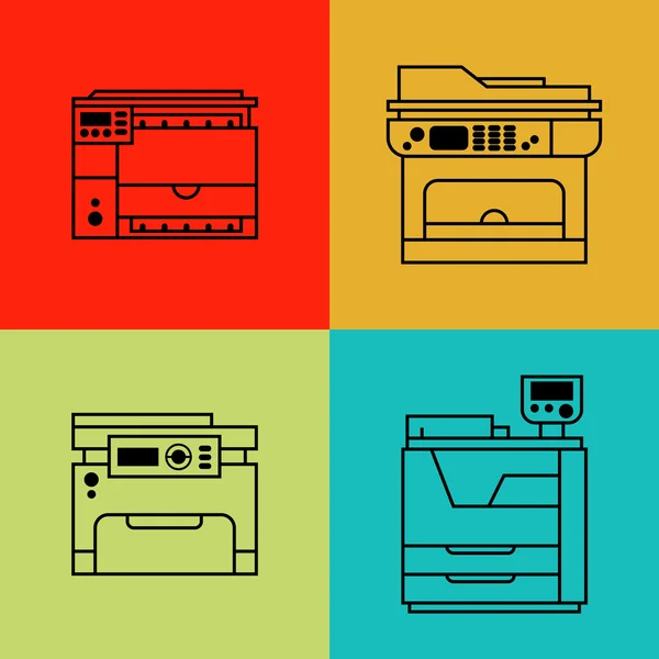 Imprimante icônes de couleur — Image vectorielle