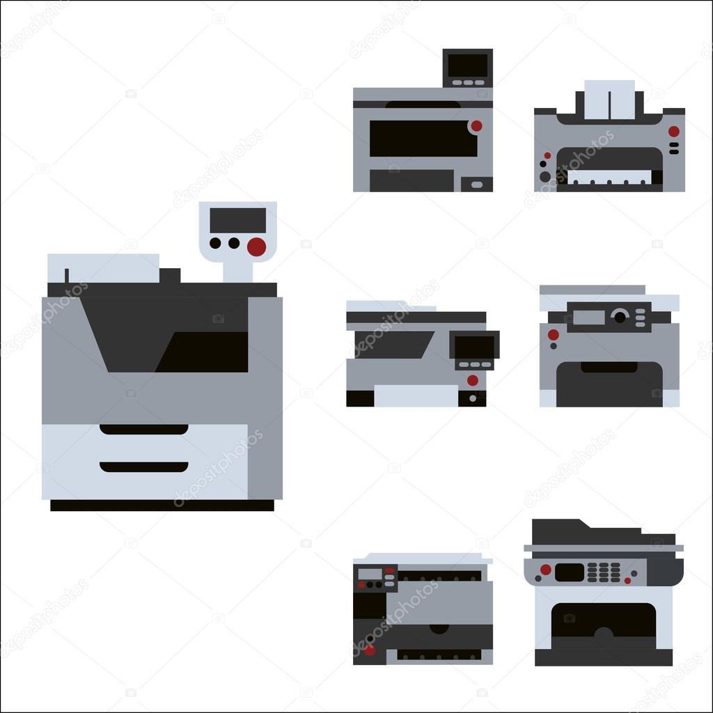 Printer vector icons set