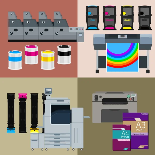 Conjunto de máquinas de impressão digital —  Vetores de Stock