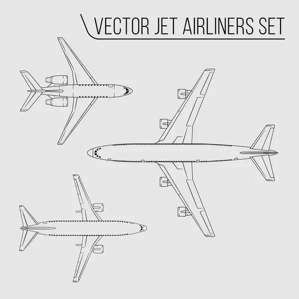 Ensemble vectoriel d'avions de ligne — Image vectorielle