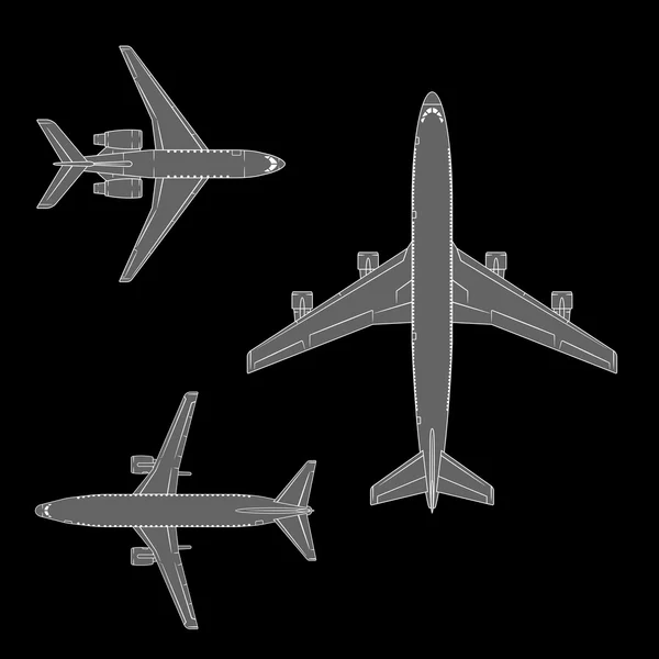 Ensemble vectoriel d'avions de ligne — Image vectorielle
