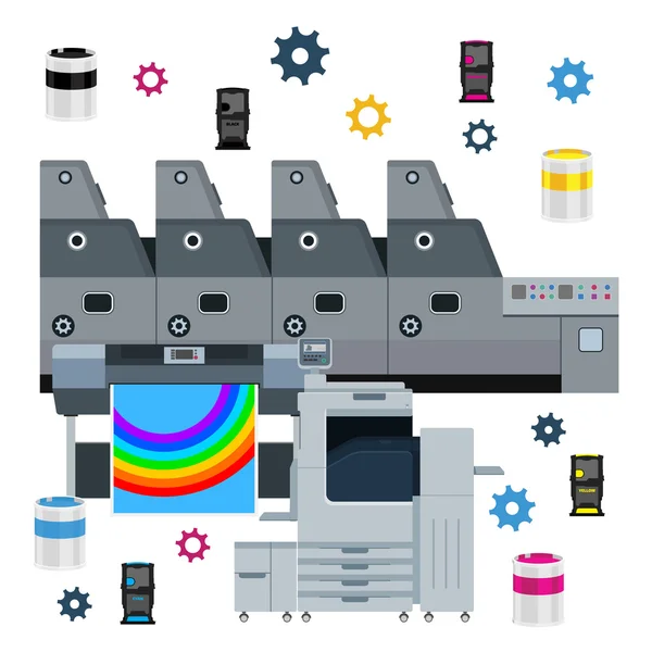 Colección de equipos de impresión — Archivo Imágenes Vectoriales