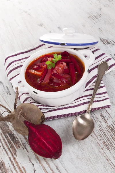 Deliziosa zuppa di borsch ucraino — Foto Stock