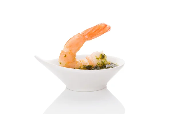 Delicious shrimp eating. — Stock Photo, Image