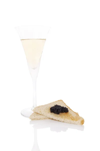 Black caviar and champagne. — Stock Photo, Image