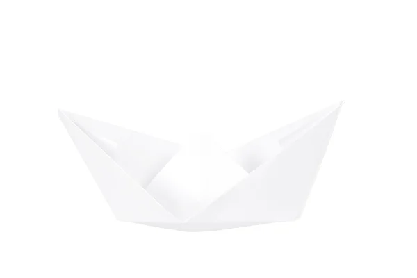 Papír csónak elszigetelt fehér. — Stock Fotó