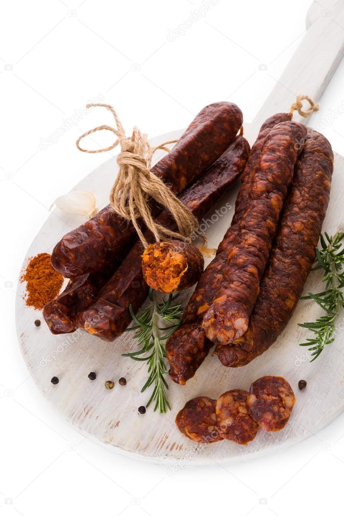 Meat sausage background.