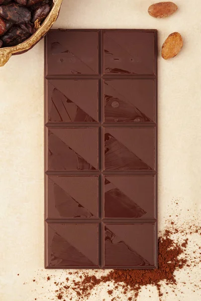 Delicioso Fondo Chocolate Con Granos Cacao —  Fotos de Stock