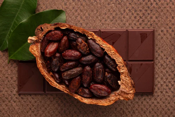 Barre Chocolatée Fèves Cacao Haut Superaliment Naturel — Photo