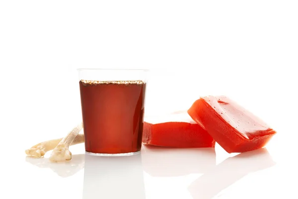 Bebida Colágeno Gelatina Aisladas Sobre Fondo Blanco Suplemento Natural Belleza —  Fotos de Stock