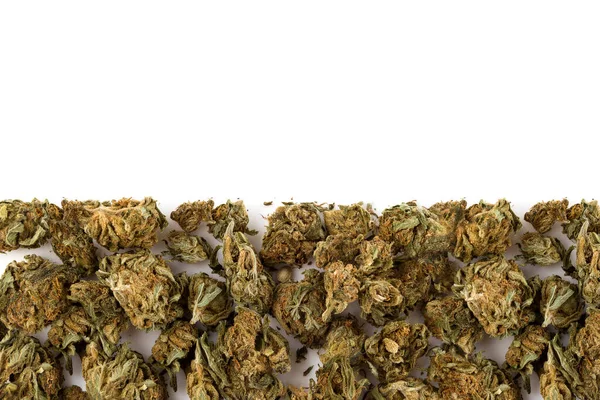 Marijuana Knoppar Uppifrån Addcitionskoncept — Stockfoto